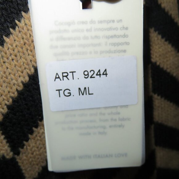 Cocogio Italian Wool Alpaca Blend Open Front Sweater Coat Black & Tan sz M/L NWT - Picture 7 of 10